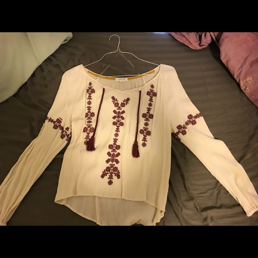 Boho Long Sleeve Top with Tassels
